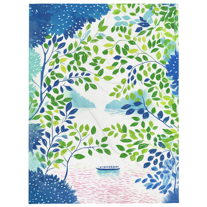 trees on a lake - Throw Blanket